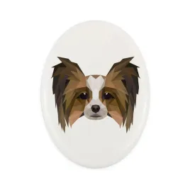 papillon-spaniel-kontynentalny-plytka-ze-zdjeciem-i-napisem-geometryczna