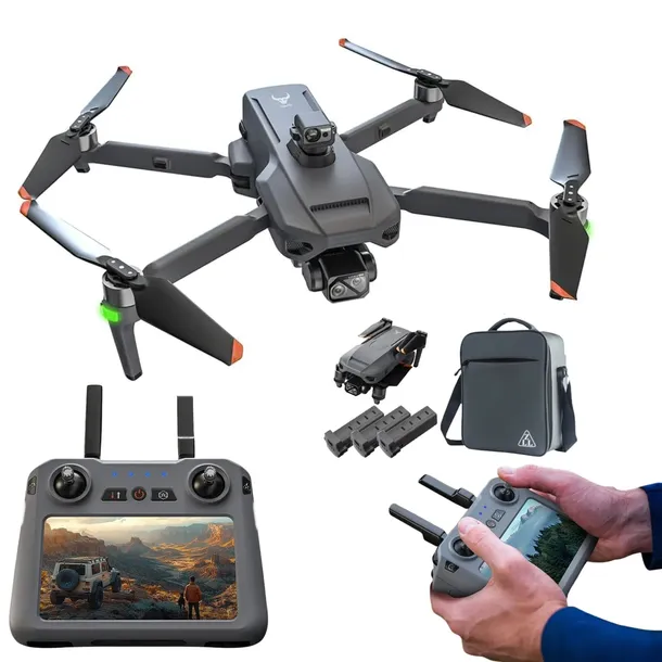 PROFESJONALNY DRON Z KAMERKĄ 4K LEKKI SKŁADANY Z EKRANEM NA PILOCIE PREZENT