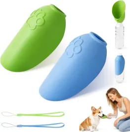 silikonowy-adapter-do-butelki-z-woda-dla-psa-dozownik-podrozny-zielony
