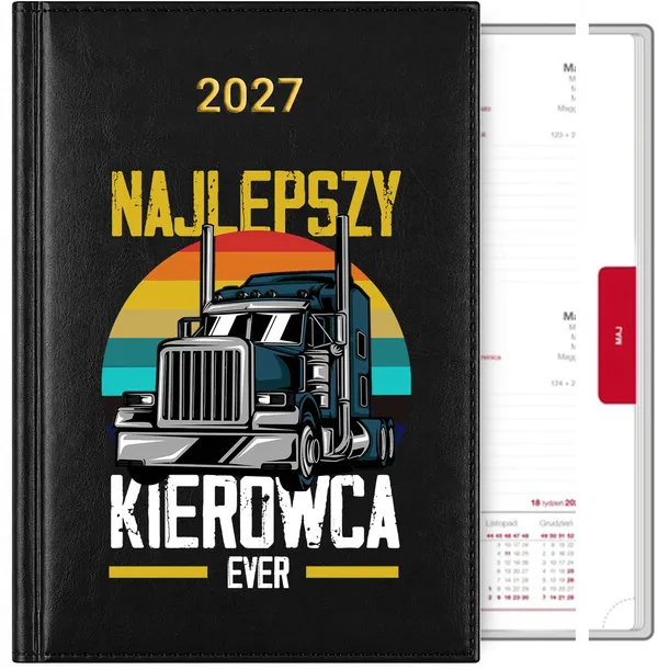 KALENDARZ A5 TERMINARZ PLANER 2027 PREZENT DLA KIEROWCY TIRA ŚMIESZNY BLACK