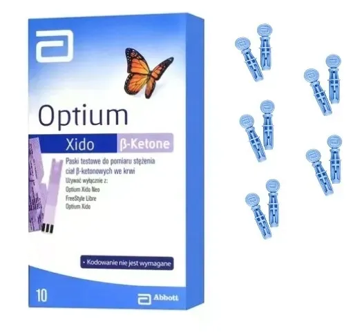 ORYGINALNE Paski Optium Xido do ciał ketonowych + LANCETY ABBOTT