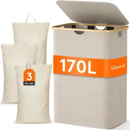 kosz-na-pranie-skladany-170l-bezowy-z-pokrywa-i-3-workami