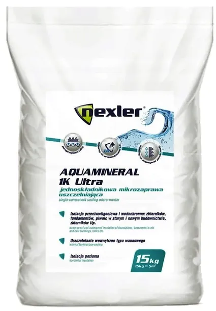 NEXLER AQUAMINERAL 1K ULTRA Izolacja Pozioma Fundamentu, Łazienki 15 kg