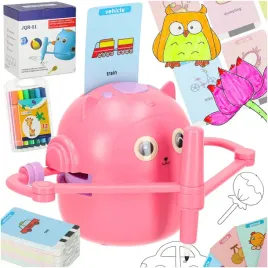 zabawka-interaktywna-robot-nauka-rysowania-fiszki-kolorowe-mazaki-rozowy