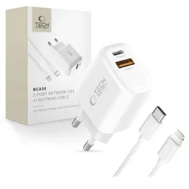 tech-protect-nca30-2-port-network-charger-pd-30w-qc3-0-lightning-cable-white