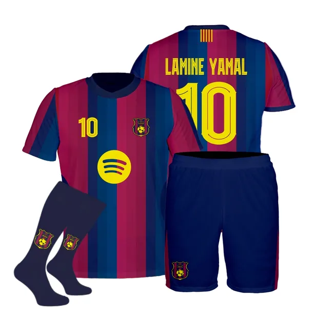YAMAL Barcelona strój koszulka spodenki getry rozmiar 128