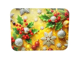 mata-stolowa-40x30-cm-swiateczne-stroiki-z-bombka-platki-sniegu-na-zlotym