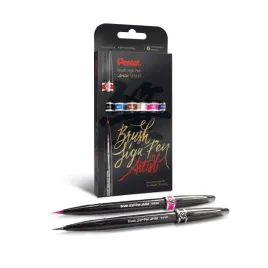 pentel-pisaki-pedzelkowe-do-kaligrafii-sign-6-kol