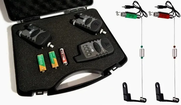 ZESTAW SYGNALIZATOR WODOODPORNY WĘDKARSKI+ SWINGERY+ CENTRALKA+ ETUI 2+2+1