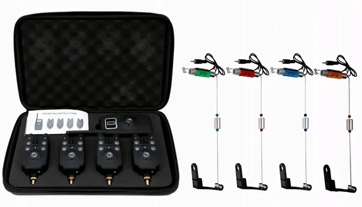 ZESTAW SYGNALIZATOR WODOODPORNY WĘDKARSKI+ SWINGERY+ CENTRALKA+ ETUI 4+4+1