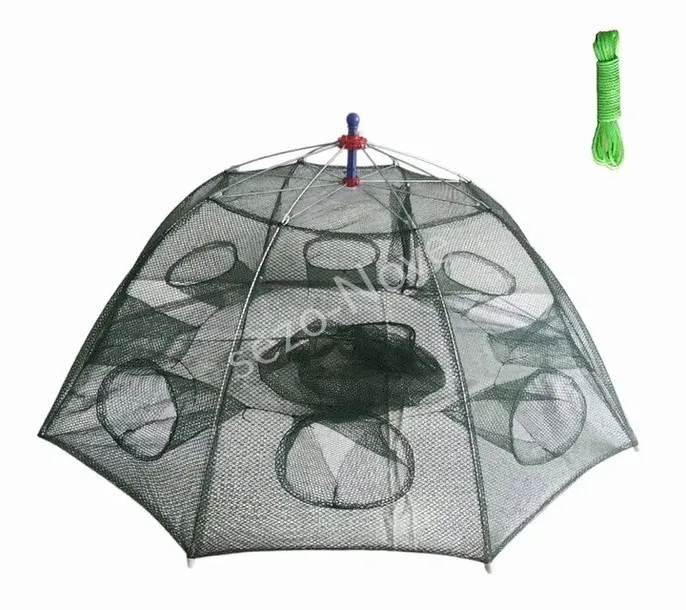 PODRYWKA SIATKA PARASOL ROZKŁADANA ŻYWCA HOMARY 8OTWÓR NOWY MODEL + SZNUREK