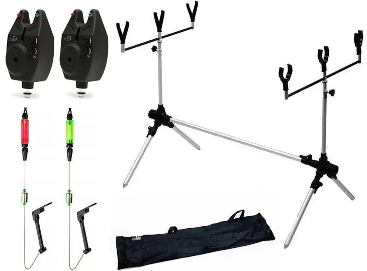 STANOWISKO KARPIOWE STOJAK 3WĘDKI ROD-POD+ 2x SYGNALIZATOR BRAŃ+ 2x SWINGER