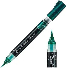 pisak-pedzelkowy-do-kaligrafii-pentel-brush-pen-dual-metallic-zielony