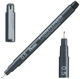 cienkopis-czarny-kreslarski-kalibrowany-precyzyjny-pentel-pointliner-05-mm