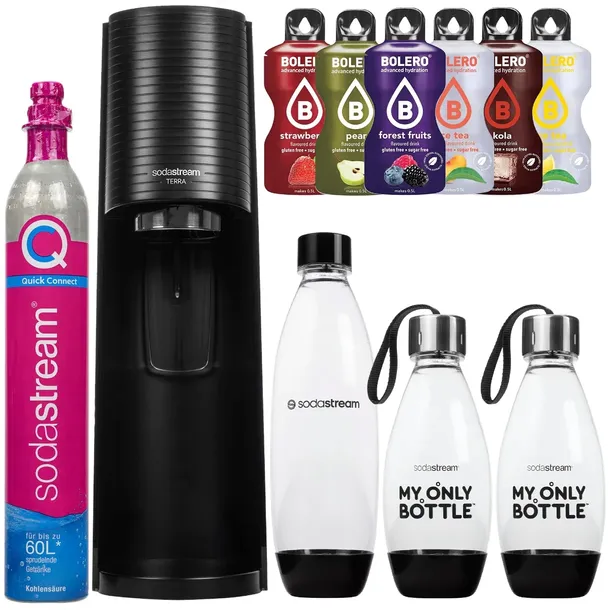 SATURATOR DO WODY SODASTREAM TERRA CZARNY 3 BUTELKI CYLINDER 6 NAPOI ZESTAW