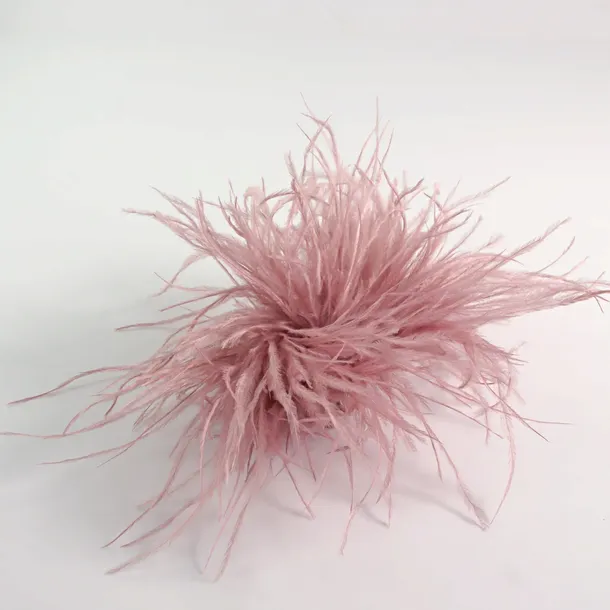 KWIAT Z PIÓR   BROSZKA PRZYPINKA LOLITA AKCESORIA 14 cm ZIMNY PUDROWY RÓŻ