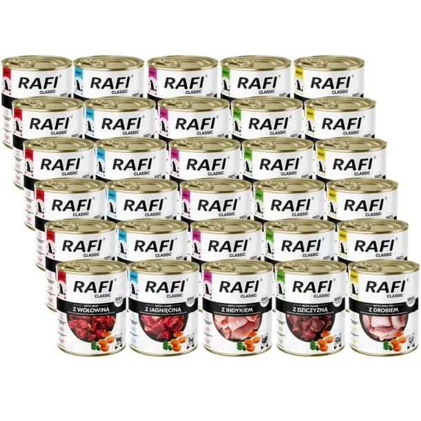 DOLINA NOTECI Mokra karma dla psa Rafi Classic Mix Smaków 30x800g