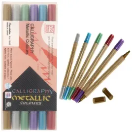 kuretake-pisaki-do-kaligrafii-metallic-6-kolorow