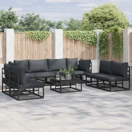 zestaw-sof-na-ogrod-z-poduszka-9-pcs-czarny-aluminium