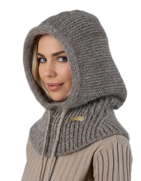 Modna balaklawa moherowa - damski kaptur zimowy balaclava fango