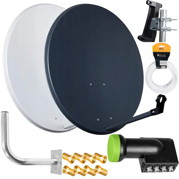 ANTENA SATELITARNA CZASZA 80cm 4K ZESTAW TALERZ KONWERTER QUAD KABEL UCHWYT