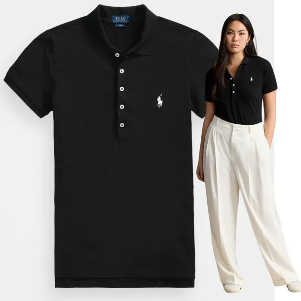 POLO RALPH LAUREN DAMSKA KOSZULKA POLO CZARNA SLIM FIT rozmiar L
