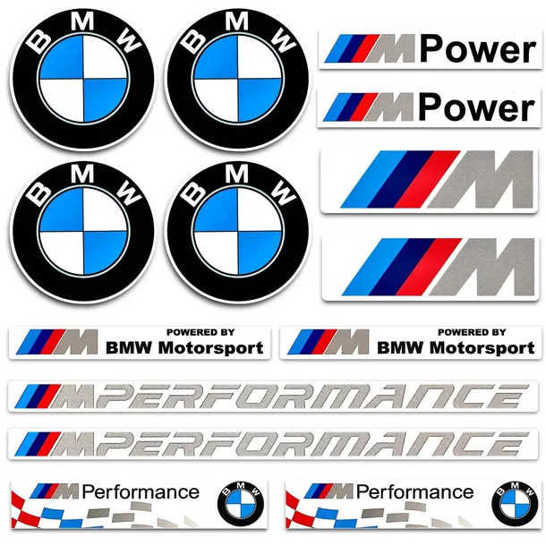 PLANSZA ZESTAW PAKIET NAKLEJEK - BMW M POWER PERFORMANCE PAKIET - 14 szt.