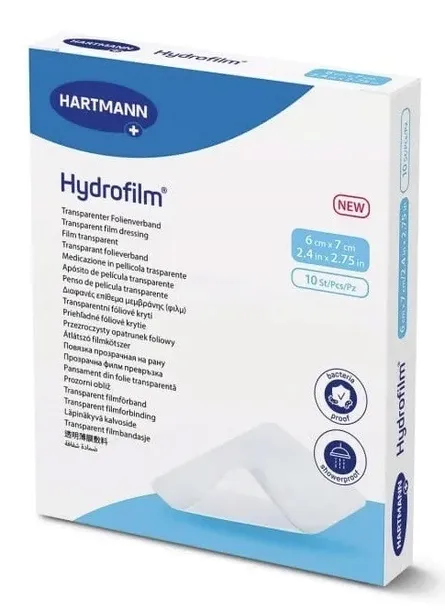 Opatrunek przezroczysty, foliowy Hydrofilm- 6 cm x 7 cm, 10szt.