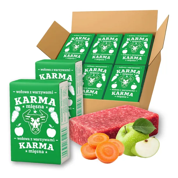 MIĘSO MROŻONE dla psa WOŁOWE z WARZYWAMI 10kg BARF karma surowe wołowina