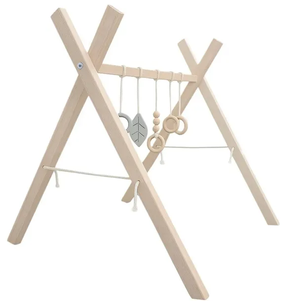 STOJAK GIMNASTYCZNY EDUKACYJNY BUKOWY DREWNIANY BABY GYM NIEMOWLĄT DZIECI