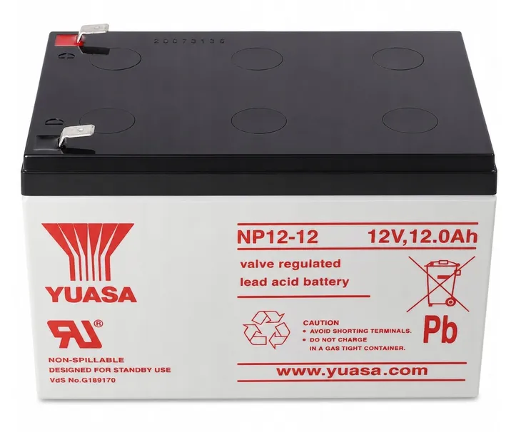 YUASA NP12-12 12V 12Ah przemysłowa bateria do pracy buforowej standby w UPS