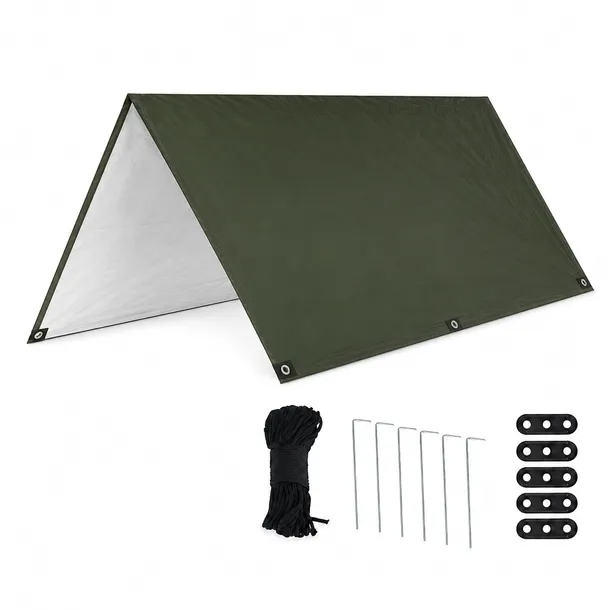 Tarp survivalowy 3x3m wodoodporny z akcesoriami bushcraft