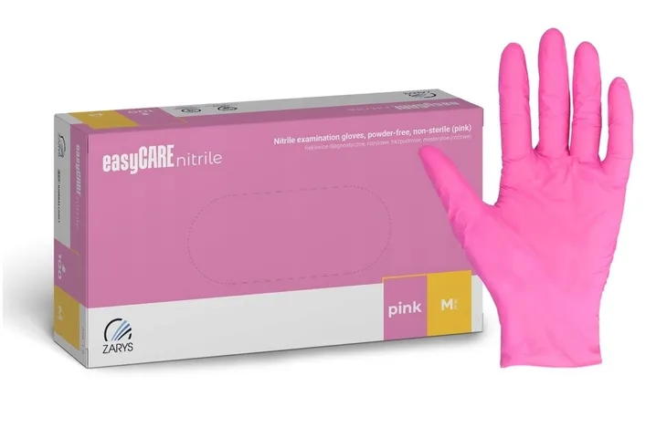 Rękawiczki rękawice nitrylowe RÓŻOWE diagnostyczne easyCARE PINK M