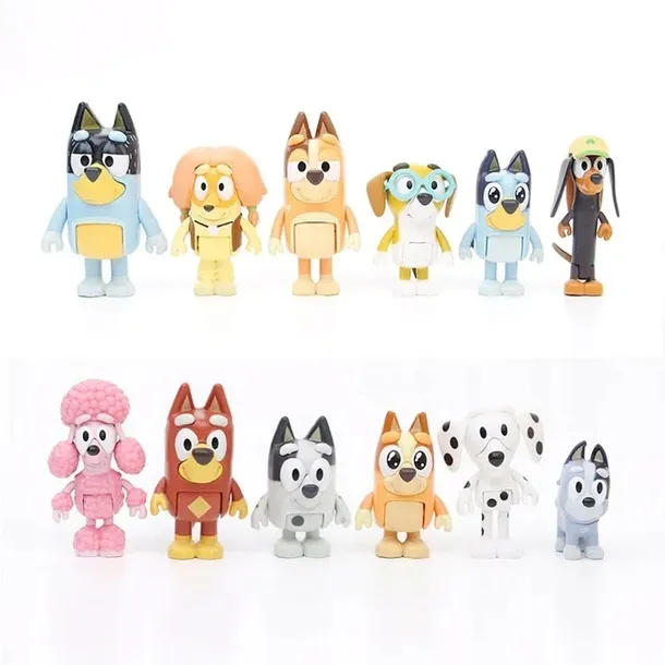 ZESTAW 12SZT FIGURKI BLUEY I BINGO RODZINA I PRZYJACIELE