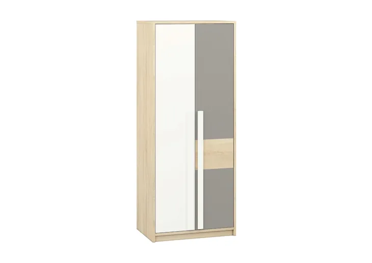 Szafa ML Meble DROP 80 x 199 x 55 cm szary, buk, biała młodzieżowa