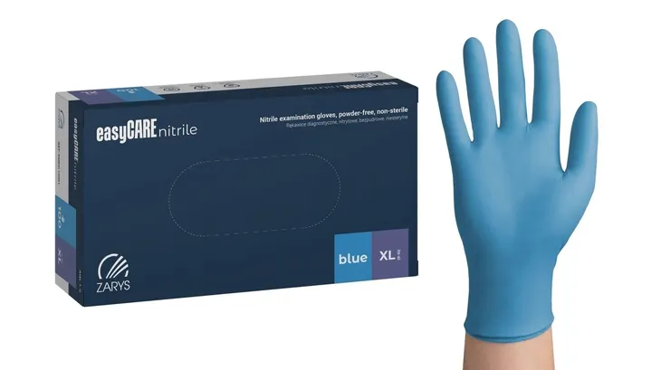 Rękawice nitrylowe EasyCARE niebieskie bezpudrowe XL 100 szt.