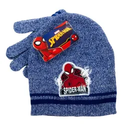 komplet-czapka-rekawiczki-marvel-spiderman-dla-chlopca-zimowy-niebieska
