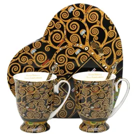 komplet-porcelanowy-2-kubki-300ml-z-lyzeczkami-gustav-klimt-drzewo-zycia