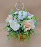 flower-box-slubny-bialo-zielony-23-cm-kompozycja-kwiatowa-na-stol-stan-nowy