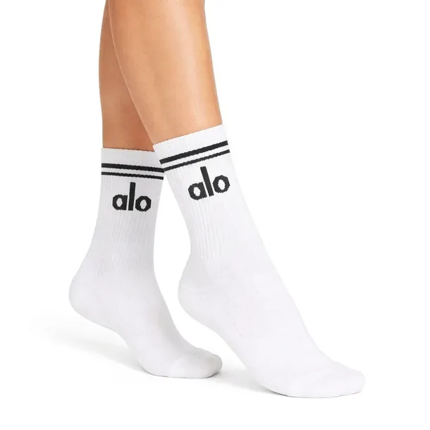 Skarpety Alo Yoga A0339U Unisex z logo Białe M