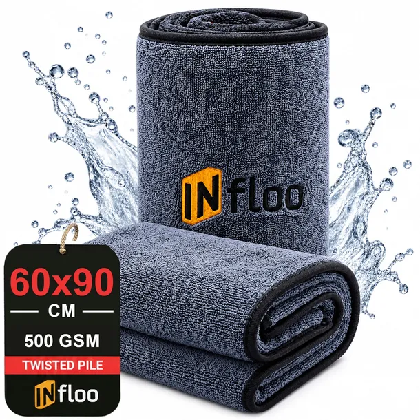 INfloo Ręcznik do Osuszania Samochodu auta 60x90cm 500GSM Twisted Pile