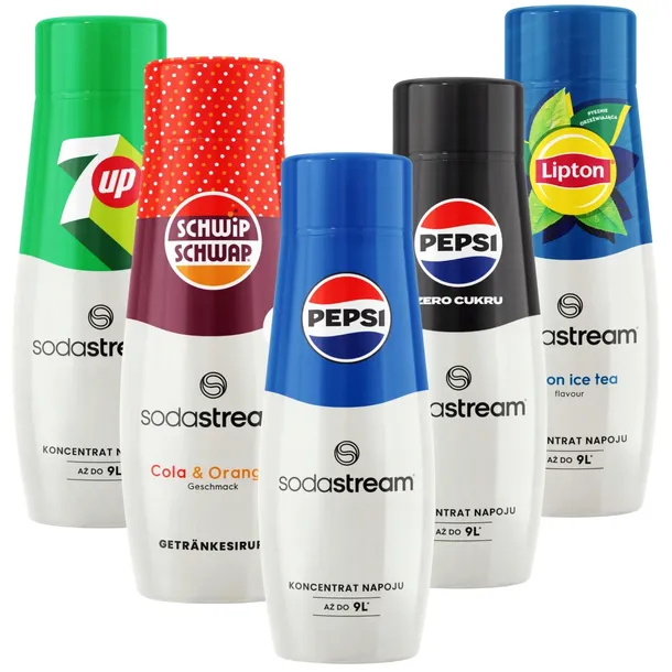 Syropy Sodastream Pepsi + Pepsi Max + 7up + Lipton Lemon + Schwip