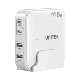 unitek-ladowarka-biurkowa-gan-100w-2xusb-a-2xusb-c-biala