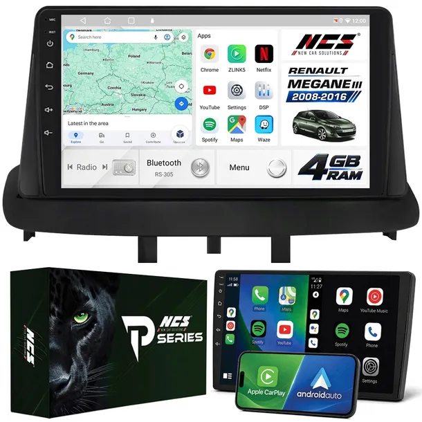 RADIO SAMOCHODOWE NCS RS-305 RENAULT MEGANE 3 III 4GB 2008-2016 ANDROID