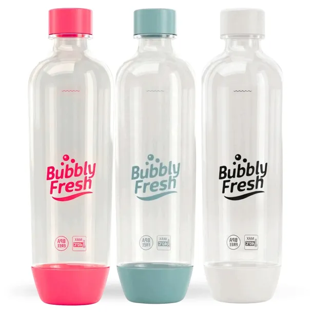 3 Butelki BubblyFresh na wodę do saturatora SodaStream 3x 1L