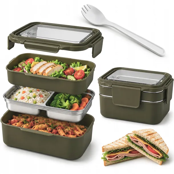 LUNCHBOX ŚNIADANÓWKA PUDEŁKO POJEMNIK NA ŚNIADANIE PRZEGRÓDKI 1200ml