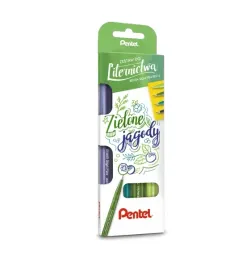 pentel-pisak-brush-sign-pen-4-sztuki-zielone