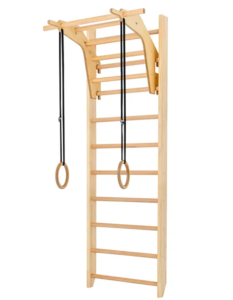 Drewniana Drabinka Gimnastyczna FLEX z Regulowanym Drążkiem- Udźwig 150 kg