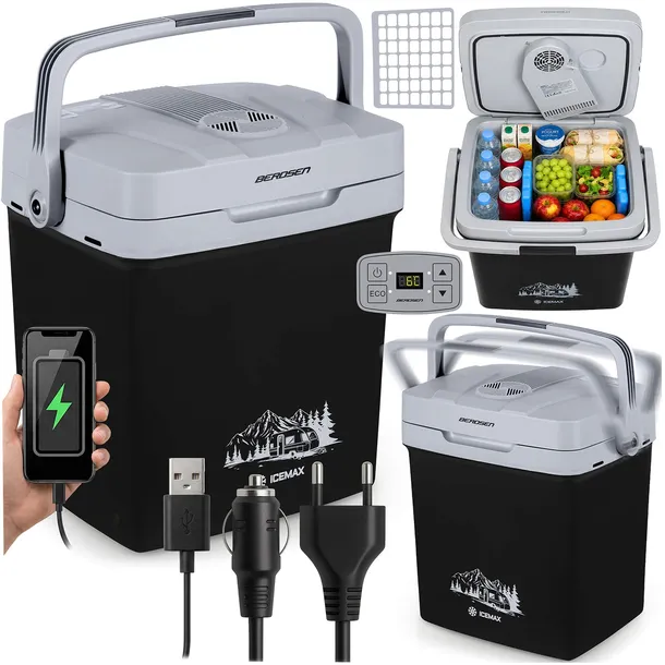 LODÓWKA TURYSTYCZNA SAMOCHODOWA 12V/230V USB FUNKCJA GRZANIA 26L