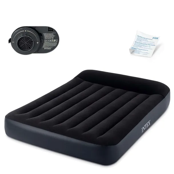 MATERAC DMUCHANY z pompką 230V WELUROWY ŁÓŻKO DWUOSOBOWE INTEX 64150ND